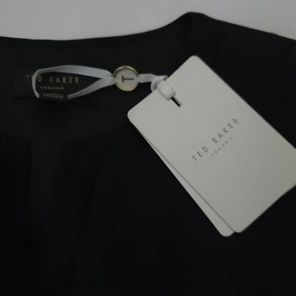 New Ted Baker Structured Zip Peplum  Black Dress Sz 8 - Picture 5 of 13
